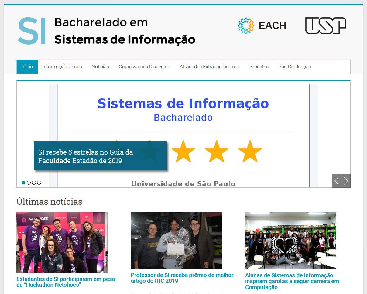 O PET-SI refez o Site do Curso de SI